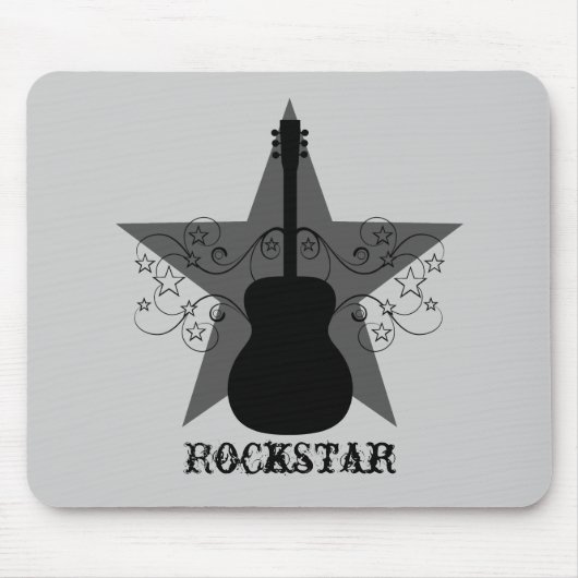 Fancy Guitar Star Swirls Mousepad, zwart Muismat (Voorkant)