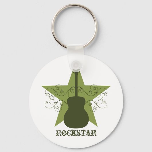 Fancy Guitar Star Swirls Sleutelhanger, groen Sleutelhanger (Voorkant)