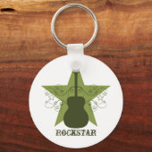 Fancy Guitar Star Swirls Sleutelhanger, groen Sleutelhanger (Voorkant)