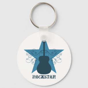 Fancy Guitar Star Swirls Sleutelhanger, Royal Blue Sleutelhanger