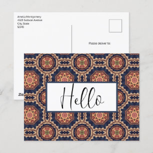 Fancy Hallo bloem- en stervormpatroon Briefkaart