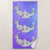 Fancy halve manen met felle kleuren Paarse Strandlaken (Voorkant)