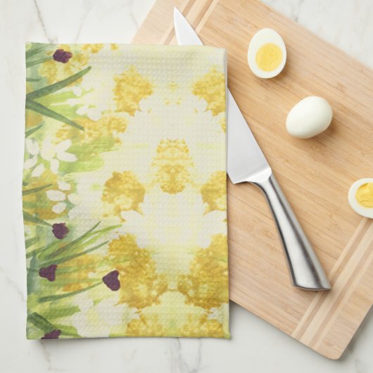 Fancy handdoek met groen en geel (Quarter Fold)