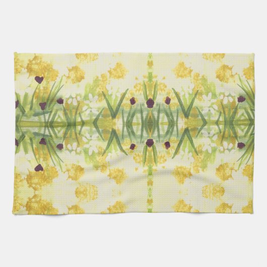 Fancy handdoek met groen en geel (Horizontaal)