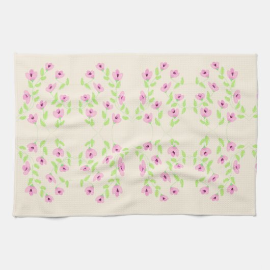 Fancy handdoek met roze bloemenprint (Horizontaal)