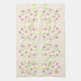 Fancy handdoek met roze bloemenprint