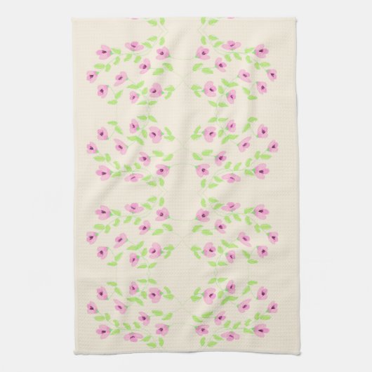 Fancy handdoek met roze bloemenprint (Verticaal)