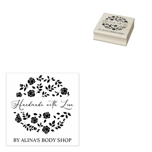 Fancy handgemaakt met liefdesRozen en -bijkantoren Rubberstempel (Gestempeld)