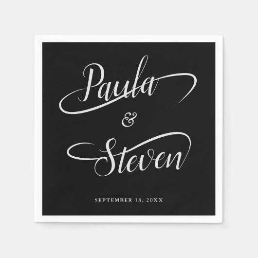 Fancy handgeschreven swash kalligrafie bruiloft servet (Voorkant)