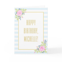 Fancy Happy Birthday Rozen Blueberry Wenskaart