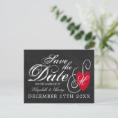 Fancy hart - Chalkboard Save the Date Aankondigingskaart (Staand voorkant)