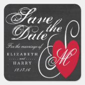 Fancy hart - Chalkboard Save the Date Vierkante Sticker (Voorkant)