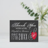 Fancy hart - Chalkboard Wedding Dank je Briefkaart (Staand voorkant)