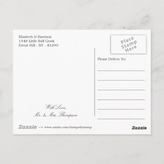 Fancy hart - Chalkboard Wedding Dank je Briefkaart (Achterkant)