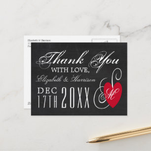 Fancy hart - Chalkboard Wedding Dank je Briefkaart