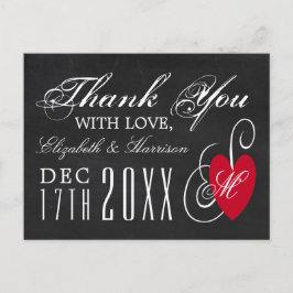 Fancy hart - Chalkboard Wedding Dank je Briefkaart