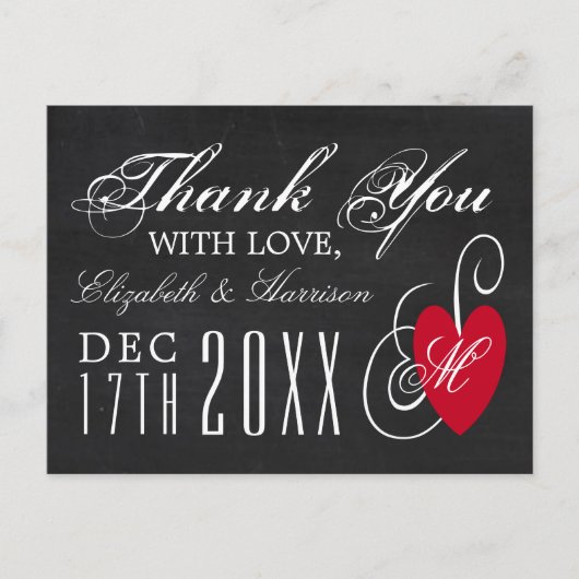  Fancy hart - Chalkboard Wedding Dank je Briefkaart (Voorkant)