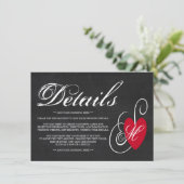  Fancy hart - Chalkboard Wedding Detail Informatiekaartje (Staand voorkant)