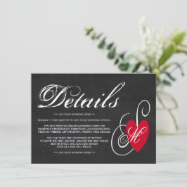 Fancy hart - Chalkboard Wedding Detail Informatiekaartje