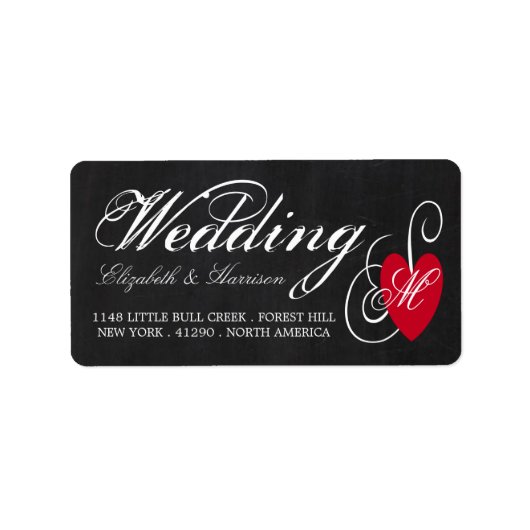  Fancy hart - Chalkboard Wedding Etiket (Voorkant)