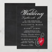  Fancy hart - Chalkboard Wedding Kaart (Voorkant / Achterkant)