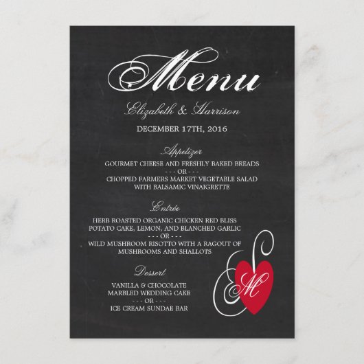  Fancy hart - Chalkboard Wedding Menu (Voorkant)