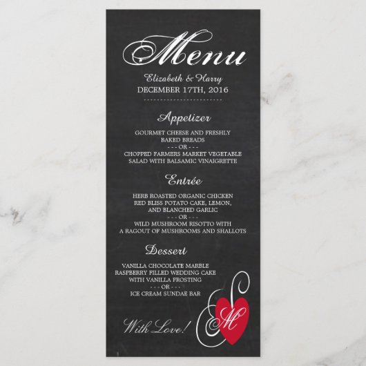  Fancy hart - Chalkboard Wedding Menu (Voorkant)