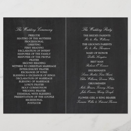 Fancy hart - Chalkboard Wedding Programme (Achterkant)