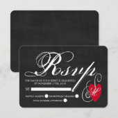  Fancy hart - Chalkboard Wedding RSVP Kaartje (Voorkant / Achterkant)