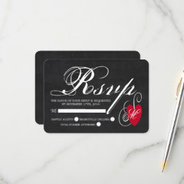 Fancy hart - Chalkboard Wedding RSVP Kaartje