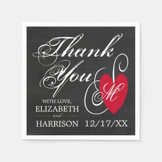  Fancy hart - Chalkboard Wedding Servetten (Voorkant)