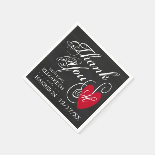  Fancy hart - Chalkboard Wedding Servetten (Hoek)