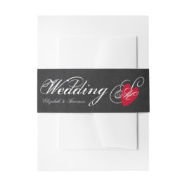 Fancy hart - Chalkboard Wedding Uitnodigingen Wikkel