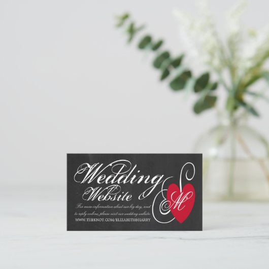 Fancy hart - Chalkboard Wedding Website Informatiekaartje (Staand voorkant)