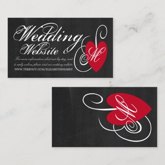 Fancy hart - Chalkboard Wedding Website Informatiekaartje (Voorkant / Achterkant)