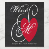 Fancy hart - Chalkboard Wedding Wijn Etiket (Enkel label)