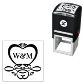 Fancy Hart Lijst 2 Initiaal Koppel Monogram #92 Zelfinktende Stempel (In situ)