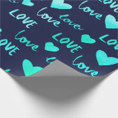 Fancy hart oceaan blauw marine glitter liefde Vale Cadeaupapier (Hoek)