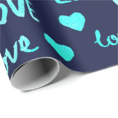 Fancy hart oceaan blauw marine glitter liefde Vale Cadeaupapier (Rol Hoek)