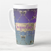 Fancy Hart Paarse gradiënt w/naam Latte Mok (Linkerhoek)