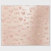 Fancy hart Roos Glitter Love Confetti Valentijn Cadeaupapier (Vlak)