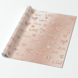Fancy hart Roos Glitter Love Confetti Valentijn Cadeaupapier