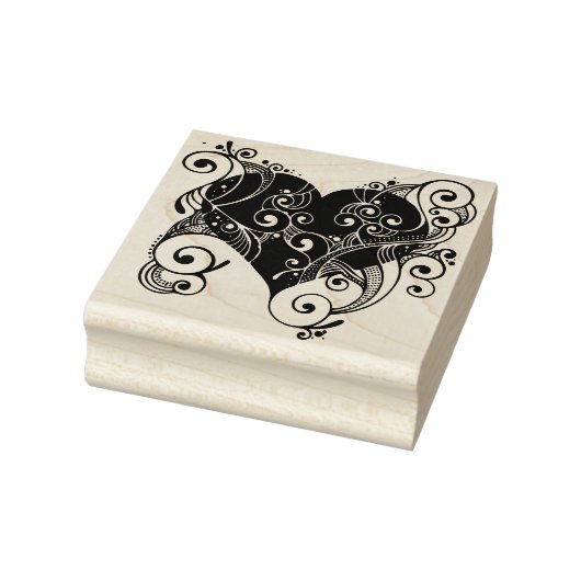 Fancy hart rubberstempel (Stempel)