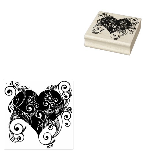 Fancy hart rubberstempel (Gestempeld)