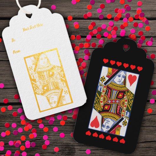 Fancy hart Suite Queen Spelen Kaart Red Hearts Cadeaulabels