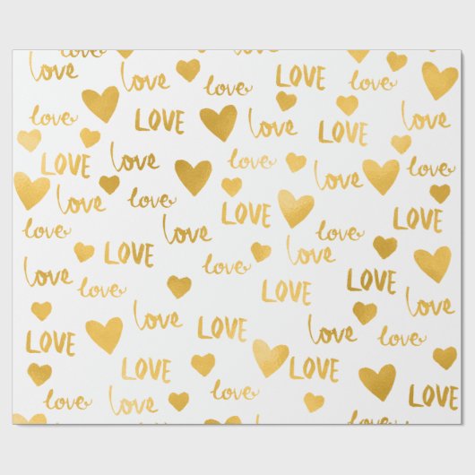 Fancy harten goud wit liefde Confetti Valentijn Cadeaupapier (Vlak)