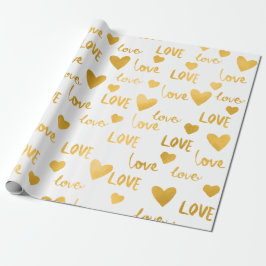 Fancy harten goud wit liefde Confetti Valentijn Cadeaupapier