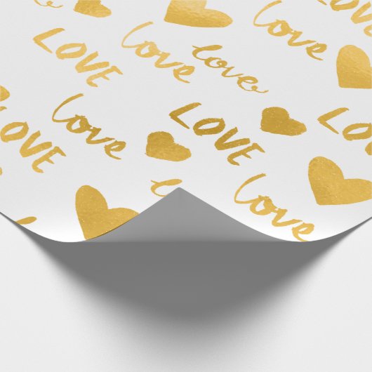 Fancy harten goud wit liefde Confetti Valentijn Cadeaupapier (Hoek)