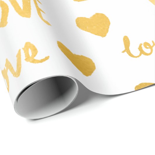 Fancy harten goud wit liefde Confetti Valentijn Cadeaupapier (Rol Hoek)