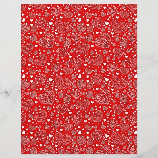 Fancy harten patroon scrapbook papier (Voorkant)